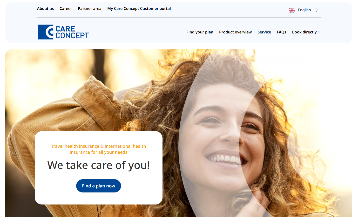 Care Concept公式サイトのトップページ